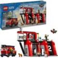 LEGO® Konstruktionsspielsteine Feuerwehrstation mit Drehleiterfahrzeug (60414), LEGO City, (843 St), Made in Europe, bunt