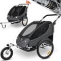 KESSER® Kinderanhänger Fahrradanhänger 360° Drehbar mit Federung 2in1 Joggerfunktion Kinderfahrradanhänger + 5-Punkt Gurt Jogger Fahrrad Anhänger für 1 bis 2 Kinder max. 40kg