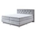 Boxspringbett Premium mit Bettkasten 180 x 200 cm hellgrau