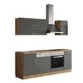 Küchenzeile Porto 210 cm anthrazit/wotan – Energieeffizienzklasse E