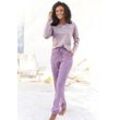 VIVANCE DREAMS Pyjama violett Gr. 32/34 für Damen. Rundhals und Stickerei. Bequem. Nachhaltig.