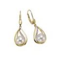 Orolino Ohrringe 585 Gold 2x Perle 7,5-8mm +10x Brillant 0,04ct.