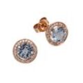 Orolino Ohrringe Gold 585 rosé mit 46x Brillant zus. 0,14ct. und Blautopas (beh.)