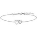 Julie Julsen Armband 925/- Sterling Silber rhodiniert 2 Herzen Zirkonia