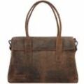 Plevier Retro Lamarr Schultertasche Leder 45 cm Laptopfach dunkelbraun