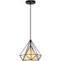 Pendelleuchte Diamant, Industri Stil Hängelampe mit Lampenschirm, Kronleuchter mit Ø20cm Eisen Käfig Edison E27 Fassung für Loft Wohnzimmer Esszimmer