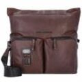 Piquadro Harper Umhängetasche Leder 34 cm Laptopfach dark brown