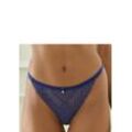 LASCANA String blau Gr. 32/34 für Damen. Mit Mesheinsatz, Spitze, Schleife, Bänder. Körpernah