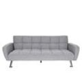 Sofa MCW-K19, Couch Schlafsofa Gästebett Bettsofa Klappsofa, Nosagfederung Schlaffunktion 203cm ~ Stoff/Textil hellgrau