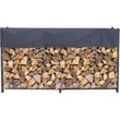 Metall Kaminholzregal Anthrazit 200 x 25 x 115 cm Garten Kaminholzunterstand 0,8 m³ / 1 ,3 srm Stapelhilfe mit Schutzhülle Grau