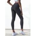 LASCANA ACTIVE Leggings schwarz Gr. 32/34 für Damen. Mit Logoschriftzüge, Logodruck. Figurbetont