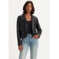 Lederimitatjacke LEVI'S "LELOU SHRUNKEN MOTO BLA" Gr. S (36), schwarz (caviar) Damen Jacken