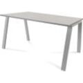 Schreibtisch BLANCA, Höhe 740 mm, Gestell A-Form, BxT 1400 x 800 mm, grau / grau