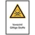 Kombischilder mit Text für Warnkennzeichen, Vorsicht! Giftige Stoffe, VE 10 Stk, Folie, LxH 210 x 297 mm