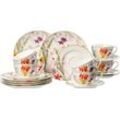 Ritzenhoff & Breker Kaffeeservice Flora (18-tlg), 6 Personen, Porzellan, Geschirr-Set, Blüten/Blättermotiv, bunt