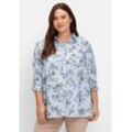 Bluse in leichter A-Linie, mit floralem Print, hellblau gemustert, Gr.42