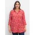 Bluse mit Herz-Alloverprint und 3/4-Ärmeln, rot gemustert, Gr.54