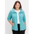 Fleecejacke mit Umlegekragen und 2-Wege-Zipper, aqua, Gr.44