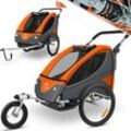 KESSER® Kinderanhänger Fahrradanhänger 360° Drehbar mit Federung 2in1 Joggerfunktion Kinderfahrradanhänger + 5-Punkt Gurt Jogger Fahrrad Anhänger für 1 bis 2 Kinder max. 40kg