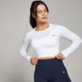 MP Damen Shape Nahtloses Langarm-Crop-Top — Weiß - XXL