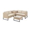 Juskys Polyrattan Lounge Santorini - Outdoor Sitzecke mit Beistelltisch & Auflagenbox - Creme