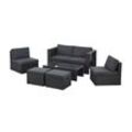 Juskys Polyrattan Gartenmöbel Set Salou - Outdoor Lounge für 6 Personen, wetterfest - Schwarz