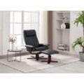 Happy Home verstellbarer Relaxsessel mit Hocker schwarz & Holzbeine