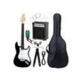 McGrey E-Gitarre Rockit elektrische Gitarre, ST-Style, Komplettset 4/4, 8-St., inkl. Verstärker, Tasche, Stimmgerät, Plektren, Gurt und Kabel, 10 Watt (RMS) Gitarrenverstärker inklusive!, schwarz