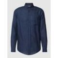 Regular Fit Leinenhemd mit Button-Down-Kragen