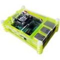 Gehäuse für Raspberry Pi 4 mit Lüfter, stackable, transparent/toxic green