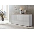 Bmg Möbel - Kommode Mailand Set 2 Artisan (in weiß-Oberboden Artisan Eiche/Hochglanz weiß), Schubladenkommode Anrichte Sideboard - Weiß