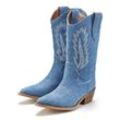 LASCANA Cowboy Boots Cowboy Stiefelette, Western Stiefelette, Ankleboots im Denim-Look, blau