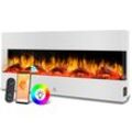 KESSER® Wandkamin Elektrokamin 3D Elektrischer Kamin mit Heizung 9 Farbmodi LED Flammeneffekt, 900/1800 W Kaminofen Wand und Einbaukamin Wandmontage Heizung App-Funktion Fernbedienung