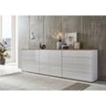 Bmg Möbel - Kommode Mailand Set 4 Artisan (in weiß-Oberboden Artisan Eiche/Hochglanz weiß), Schubladenkommode Anrichte Sideboard - Weiß