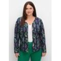 Verschlusslose Shirtjacke mit Blumendruck, marine gemustert, Gr.52