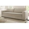 Furn.Design Schlafsofa Pesaro, Sofa 3-Sitzer Cordbezug, 4 Farben, ausklappbar, beige|weiß