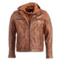 Bikerjacke JCC "993" Gr. 52, braun, Herren, Obermaterial: 100% Leder, Schaf / Futter: 100% Polyester / Kapuze: 65% Polyester; 35% Baumwolle, Jacken