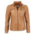 Bikerjacke JCC "Sirpa" Gr. 34, braun (cognac), Damen, Obermaterial: 100% Leder, Lamm / Futter: Polyester, Jacken