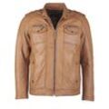 Bikerjacke JCC "1101019-2", Herren, Gr. L, braun (cognac), Obermaterial 100% Leder Lamm / Futter: 50% Polyester, 50% Baumwolle, Ärmelfutter: 100% Polyester, Jacken