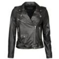 Bikerjacke JCC "31021621", Damen, Gr. L, schwarz, Oberstoff: 100% Lammleder /Innenfutter: 100% Baumwolle / Ärmelfutter: 100% Polyester, Jacken