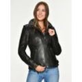 Lederjacke MUSTANG "Grenada FF" Gr. S, schwarz (black) Damen Jacken Lederjacken