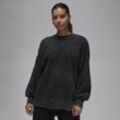 Jordan Flight Fleece Rundhalsausschnitt-Sweatshirt mit Waschung für Damen - Schwarz