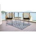 Happy Home Casual-Set 3 tlg. Balkonset Sitzgruppe HGS43-SCH helles Rattan mit Sitzkissen in schwarz