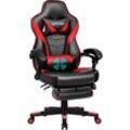 Puluomis - Gaming Stuhl mit Massage und Fußstütze, Bürostuhl Chefsessel Schreibtischstuhl Racing Stuhl ergonomisch150Kg, Sportsitz Höhenverstellbarer