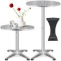 KESSER® 2in1 Stehtisch Bistrotisch Aluminium Edelstahlplatte höhenverstellbar 70cm / 115cm Partytisch Tisch In- & Outdoor Hochzeit Empfangstisch 4 Standfüße und Regencover