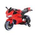 Kindermotorrad 1299SS, Elektromotorrad, Soft-Start, LED-Leuchten, Soundmodul, Stoßdämpfer, 70 Watt (Rot)