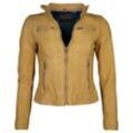 Lederjacke JCC "8006", Damen, Gr. L, gelb, Oberstoff: 100% Lammnappa-Leder / Futter. 65% Polyester, 35% Baumwolle / Ärmelfutter: 100% Polyester, Jacken