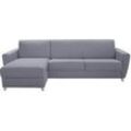 Schlaf-Ecksofa mit Stauraum 4-Sitzer grauer Stoff und helles Holz anpassbar GRAHAM