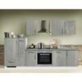 Küchenzeile Premium Beton 310cm MANCHESTER-87 inklusive E-Geräte & Geschirrspüler und Apothekerschrank