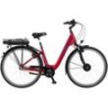 FISCHER Fahrrad E-Bike CITA 1.0 317, 3 Gang, Nabenschaltung, Frontmotor, 418 Wh Akku, Pedelec, Elektrofahrrad für Damen u. Herren, Cityrad, rot